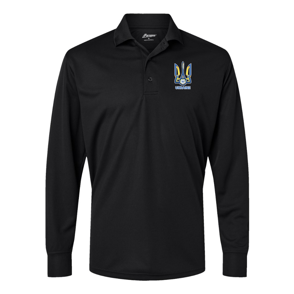 Men's  Ukraine National Football Soccer Team Paragon Prescott Long Sleeve Polo