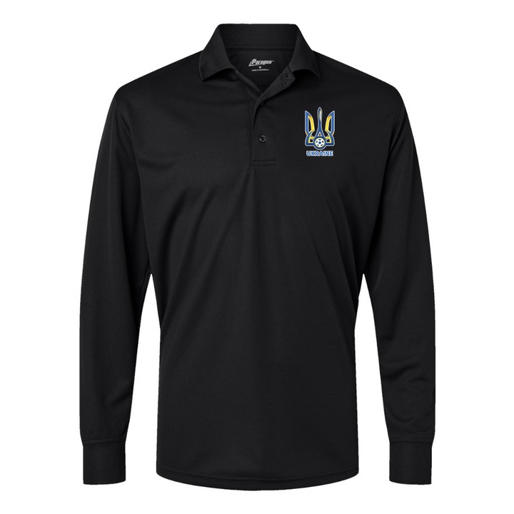 Men's  Ukraine National Football Soccer Team Paragon Prescott Long Sleeve Polo