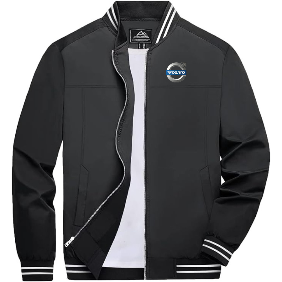 Men's Volvo car Lightweight Zip-Up Bomber Jacket  Ribbed Collar and Cuffs Outerwear