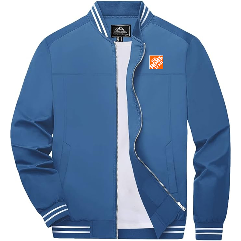 Men's  The Home Depot Zip-Up Bomber Jacket Ribbed Collar and Cuffs Outerwear
