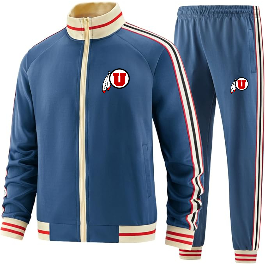 Men's Utah Utes Tracksuit with Bold Striped Accents and Zippered Front