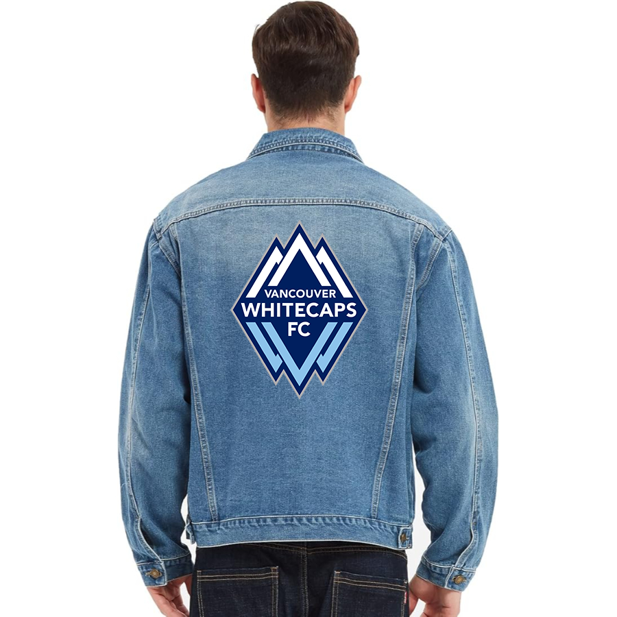 Men's Vancouver Whitecaps FC Vintage Distressed Denim Jacket Stylish Casual Jean Outerwear