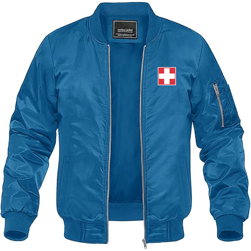 Men's  Switzerland National Football Soccer Team  Lightweight Bomber Jacket Windbreaker Softshell Varsity Jacket Coat