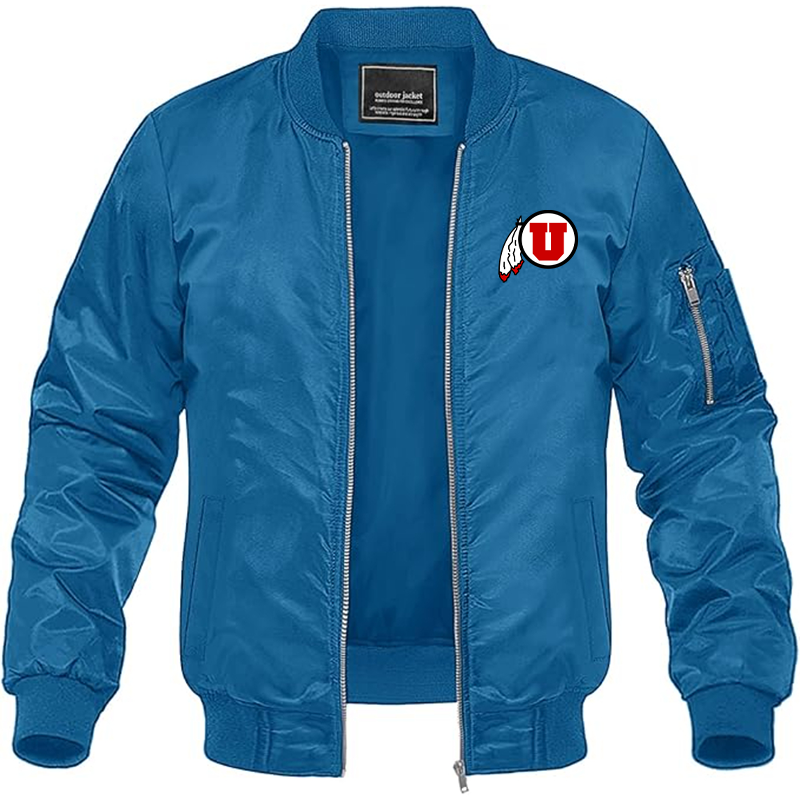 Men's  Utah Utes Lightweight Bomber Jacket Windbreaker Softshell Varsity Jacket Coat