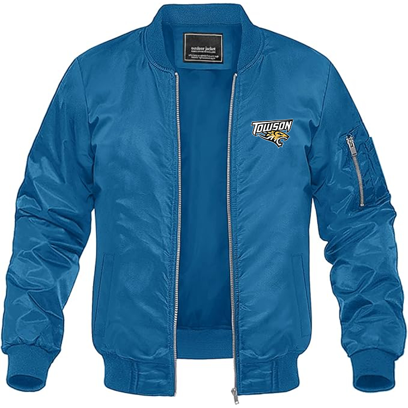 Men's Towson Tigers Lightweight Bomber Jacket Windbreaker Softshell Varsity Jacket Coat