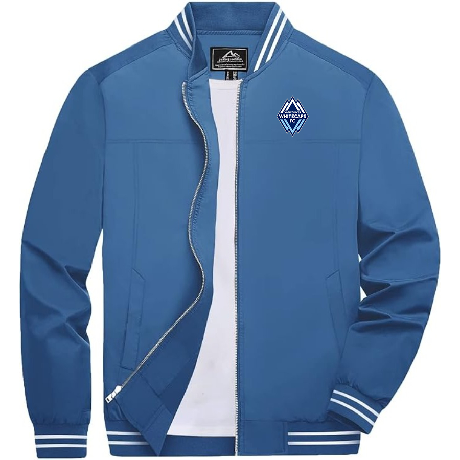 Men's Vancouver Whitecaps FC Lightweight Zip-Up Bomber Jacket  Ribbed Collar and Cuffs Outerwear