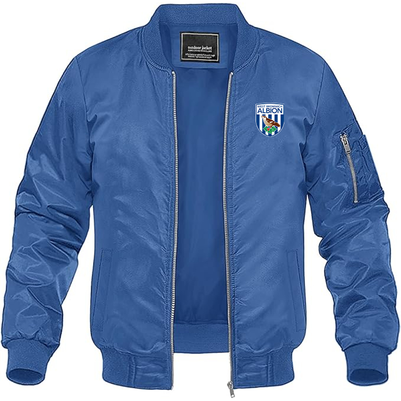 Men's West Bromwich Albion Soccer Lightweight Bomber Jacket Windbreaker Softshell Varsity Jacket Coat