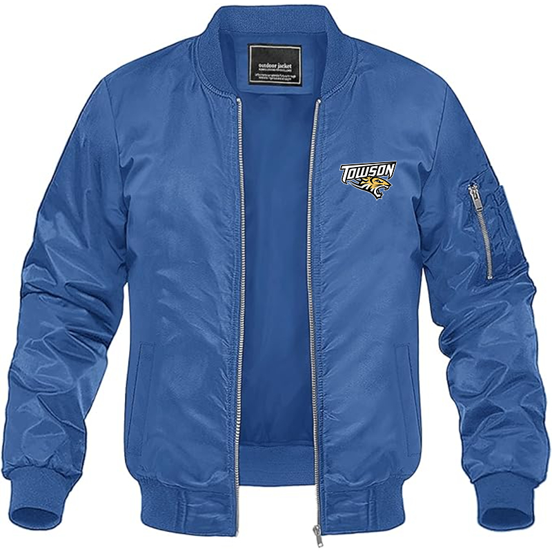 Men's Towson Tigers Lightweight Bomber Jacket Windbreaker Softshell Varsity Jacket Coat