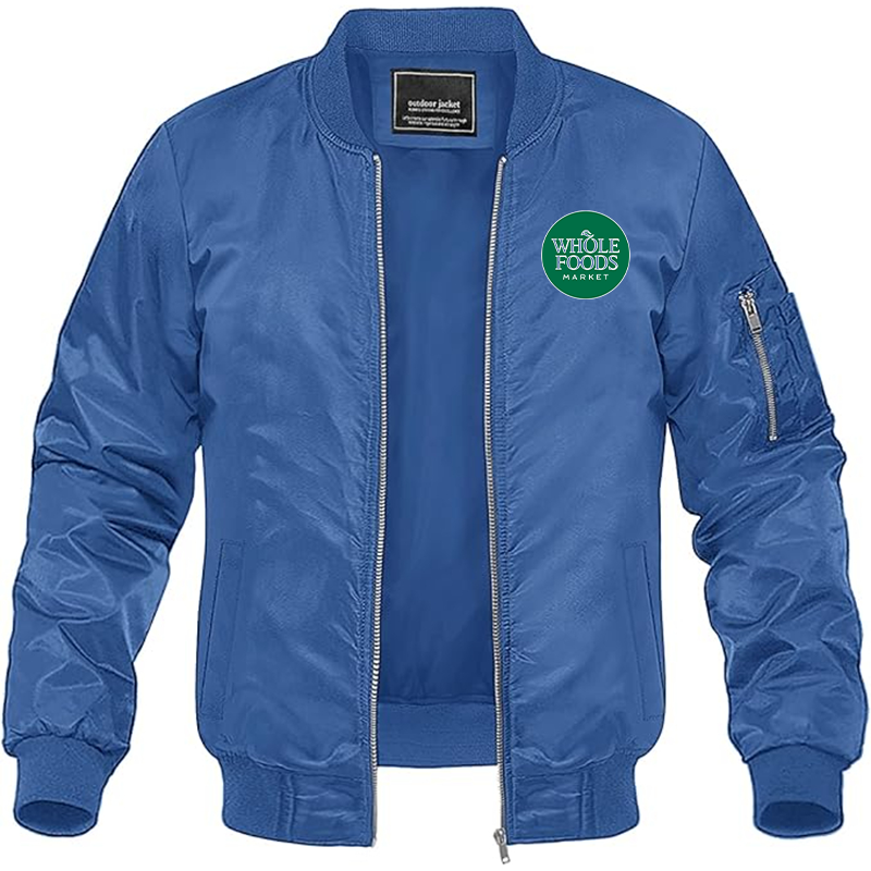 Men's Whole Foods Market Lightweight Bomber Jacket Windbreaker Softshell Varsity Jacket Coat