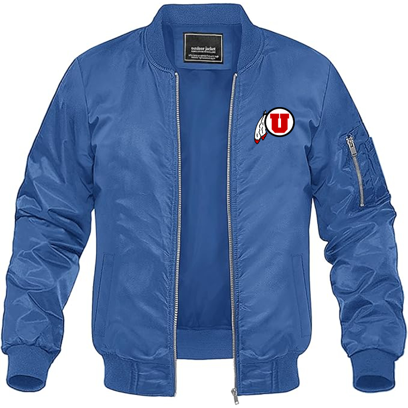 Men's  Utah Utes Lightweight Bomber Jacket Windbreaker Softshell Varsity Jacket Coat