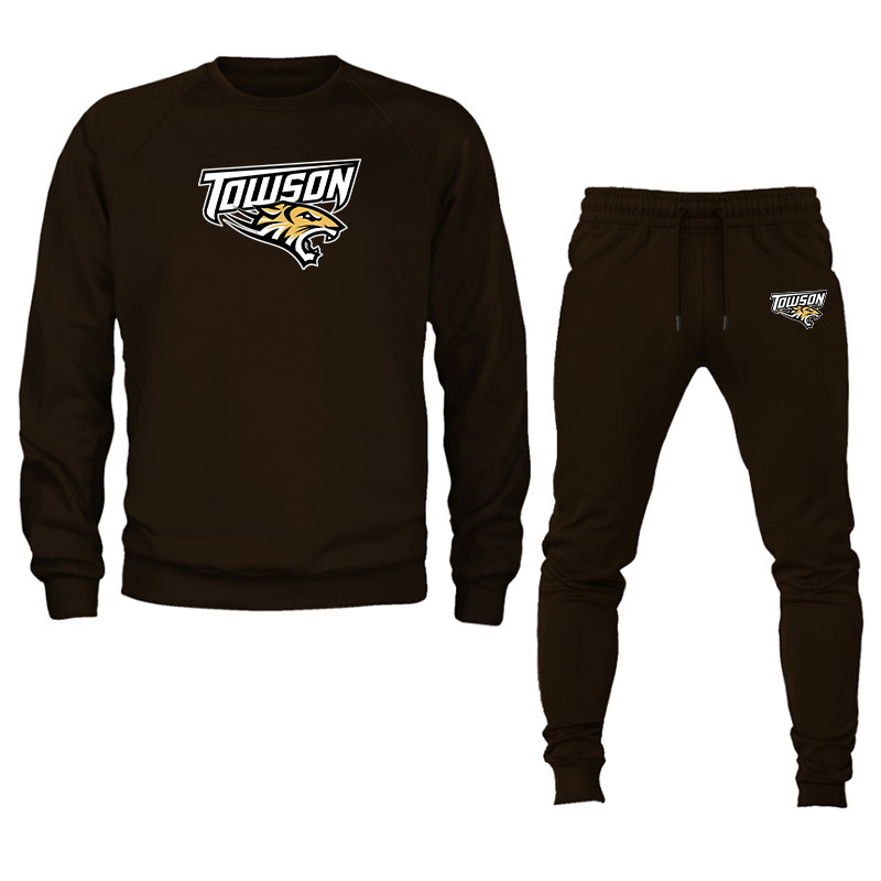 Men's Towson Tigers Crewneck Sweatshirt Joggers Suit