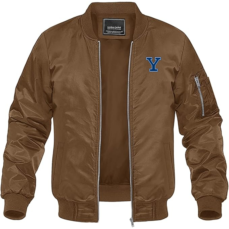Men's Yale Bulldogs Lightweight Bomber Jacket Windbreaker Softshell Varsity Jacket Coat
