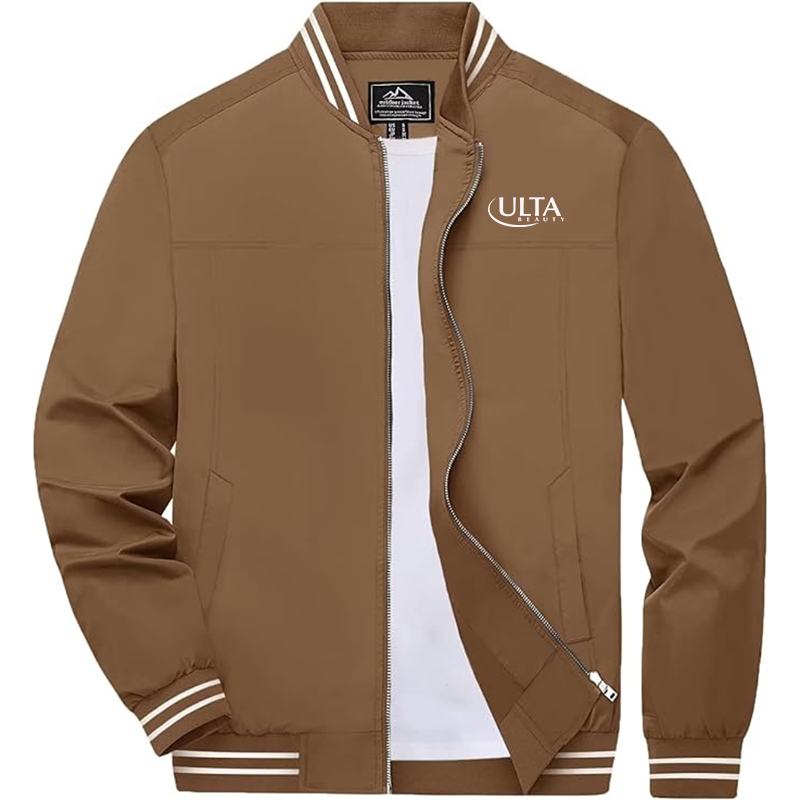 Men's Ulta Beauty  Zip-Up Bomber Jacket Ribbed Collar and Cuffs Outerwear