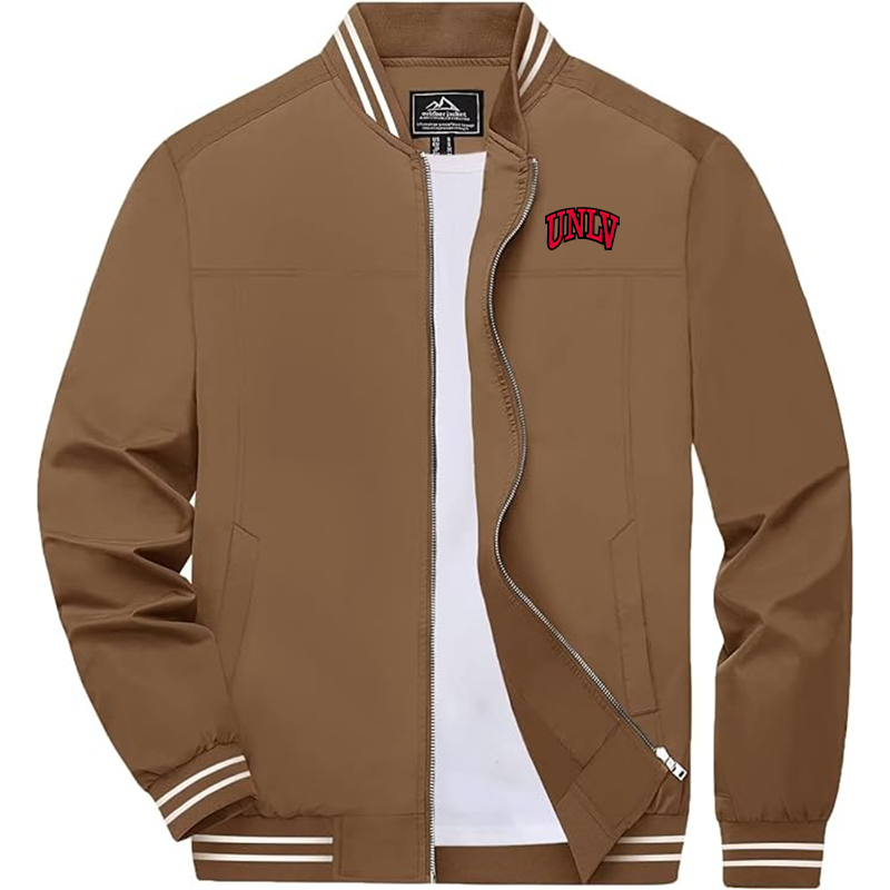 Men's UNLV Rebels  Zip-Up Bomber Jacket Ribbed Collar and Cuffs Outerwear