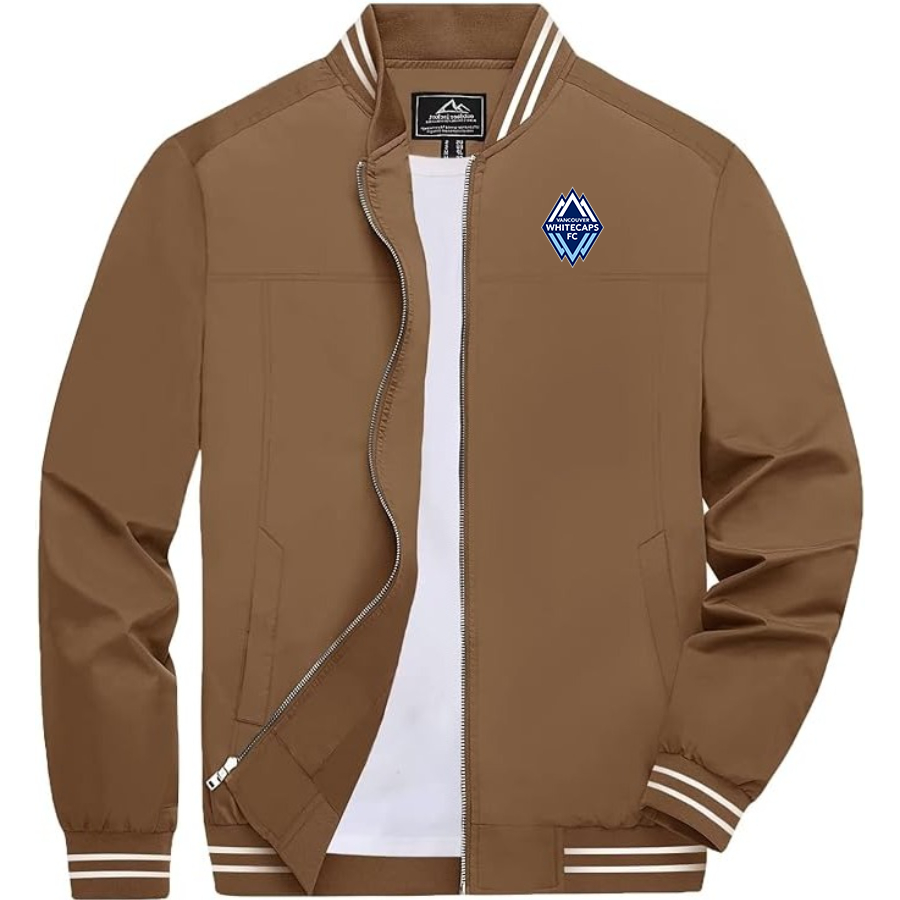 Men's Vancouver Whitecaps FC Lightweight Zip-Up Bomber Jacket  Ribbed Collar and Cuffs Outerwear