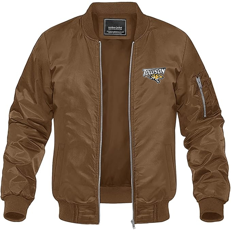 Men's Towson Tigers Lightweight Bomber Jacket Windbreaker Softshell Varsity Jacket Coat