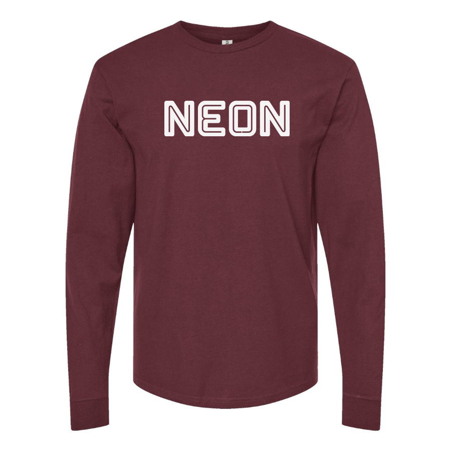 Men's  Neon Logo Cotton Long Sleeve T-Shirt
