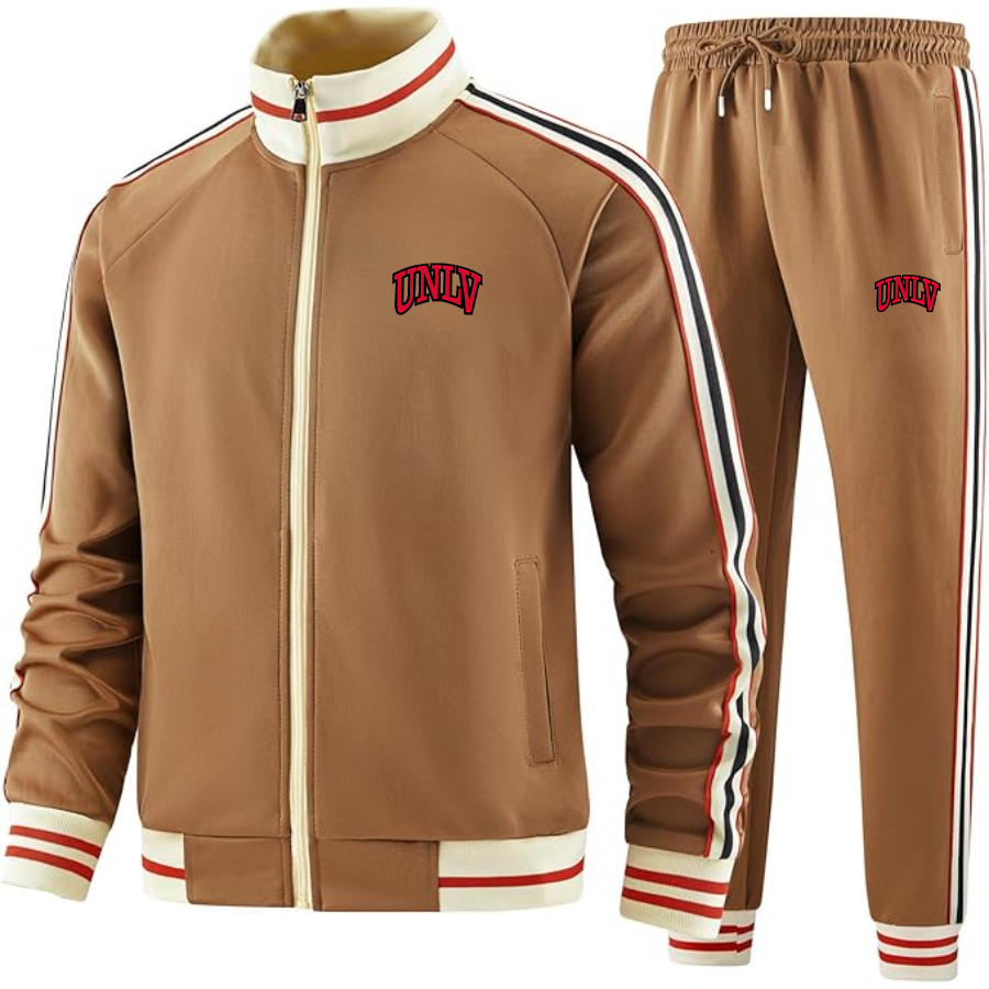 Men's  UNLV Rebels Tracksuit with Bold Striped Accents and Zippered Front