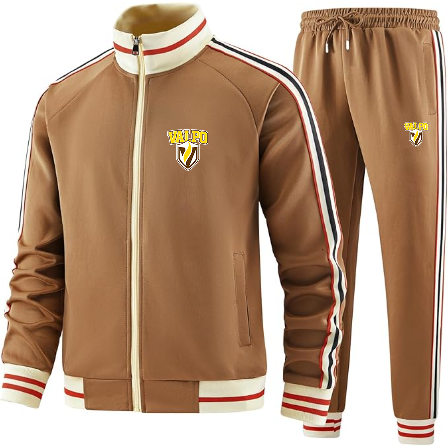 Men's Valparaiso Crusaders Tracksuit with Bold Striped Accents and Zippered Front