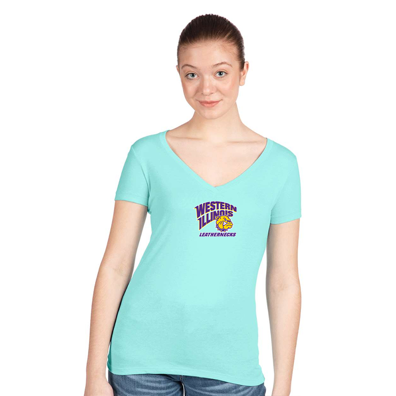 Women's Western Illinois Leathernecks  Next Level V-Neck T-Shirt