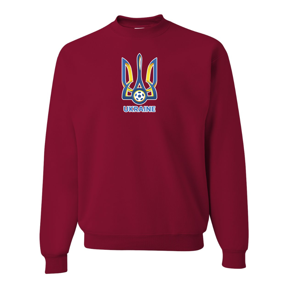 Men's Ukraine National Football Soccer Team  JERZEES NuBlend Crewneck Sweatshirt