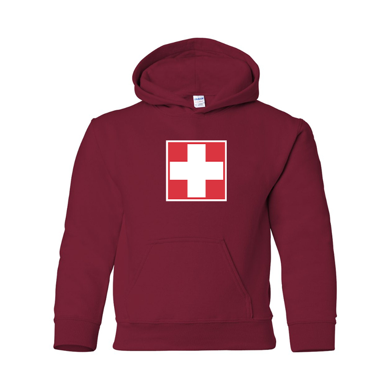 Youth Switzerland National Football Soccer Team  Gildan Heavy Blend  Hooded Sweatshirt