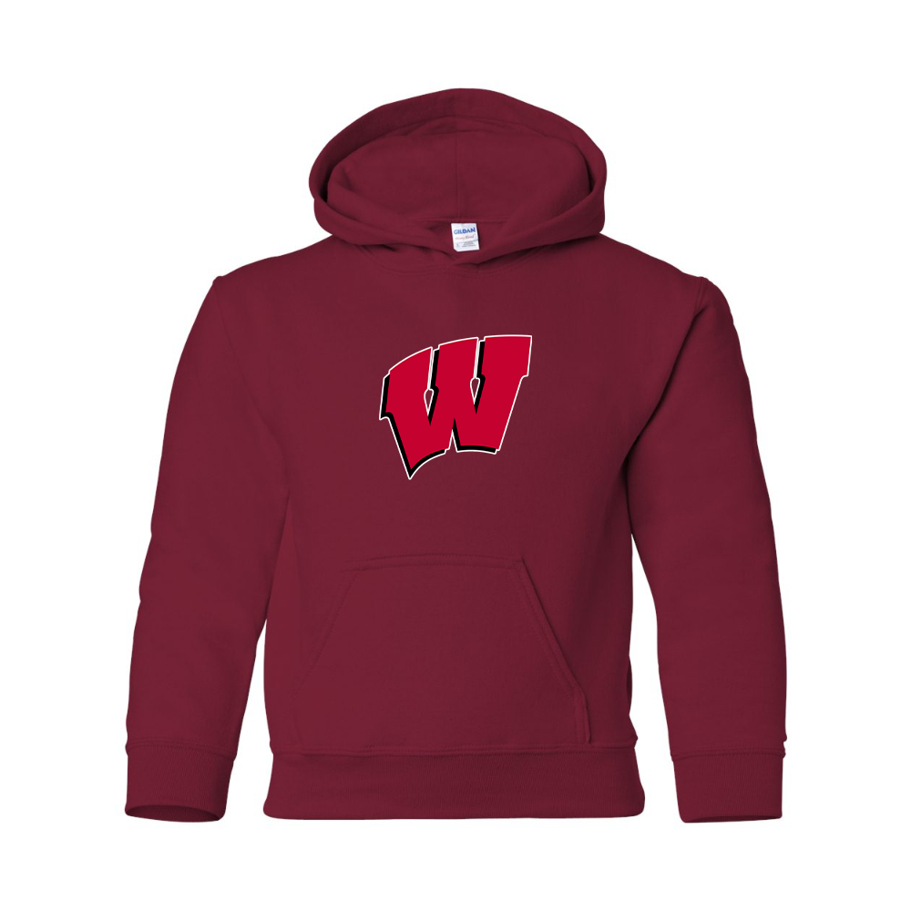 Youth Wisconsin Badgers Gildan Heavy Blend  Hooded Sweatshirt