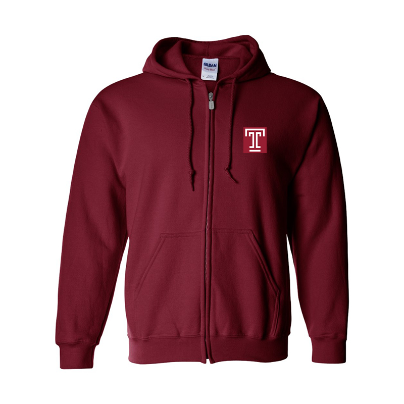 Men's Temple Owls Gildan  Heavy Blend Full Zip Hooded Sweatshirt