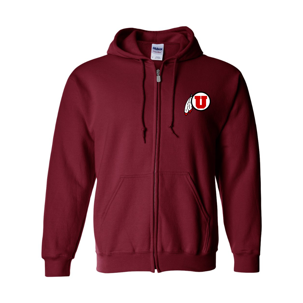 Men's  Utah Utes Gildan  Heavy Blend Full Zip Hooded Sweatshirt