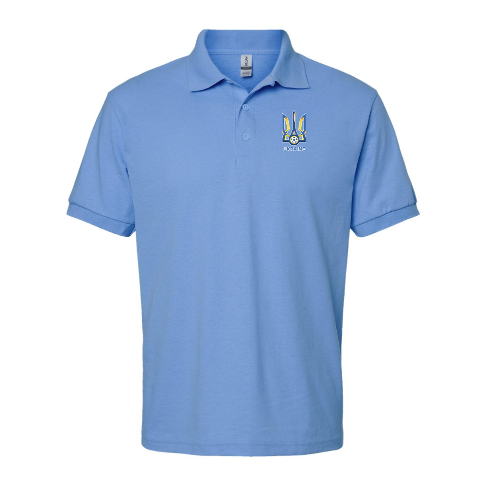 Men's Ukraine National Football Soccer Team Gildan Dry Blend Jersey Polo