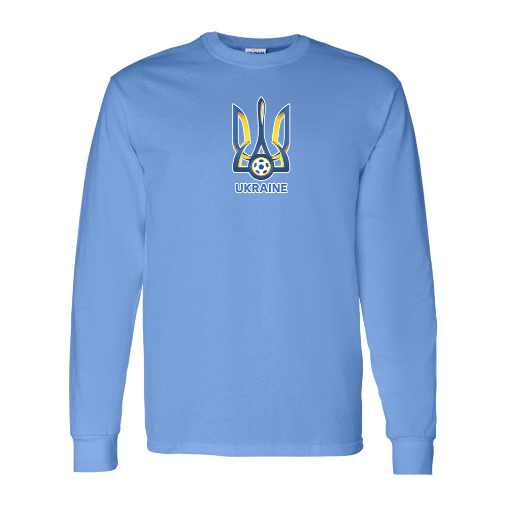 Men'sUkraine National Football Soccer Team Gildan Heavy Cotton Long Sleeve T-Shirt