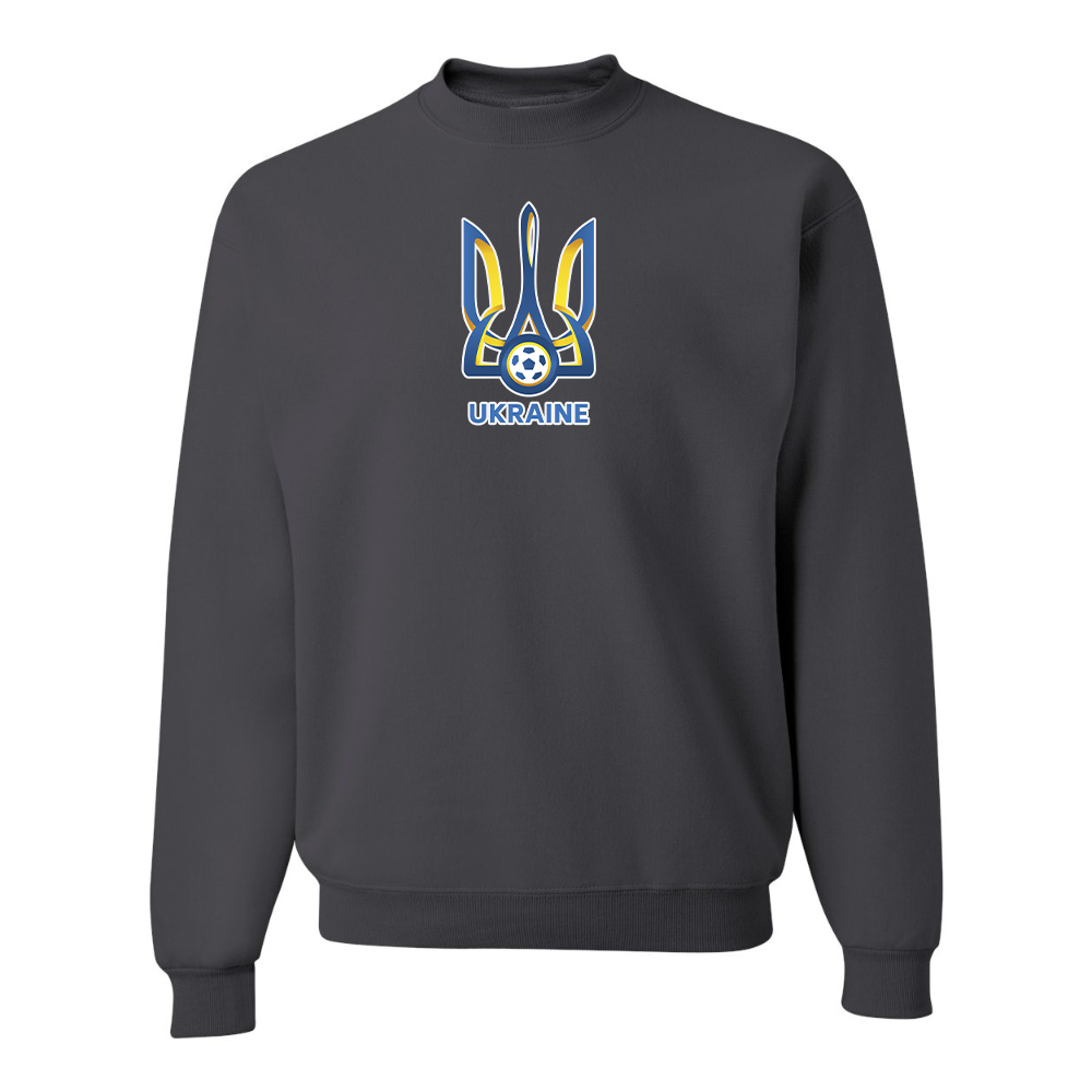Men's Ukraine National Football Soccer Team  JERZEES NuBlend Crewneck Sweatshirt
