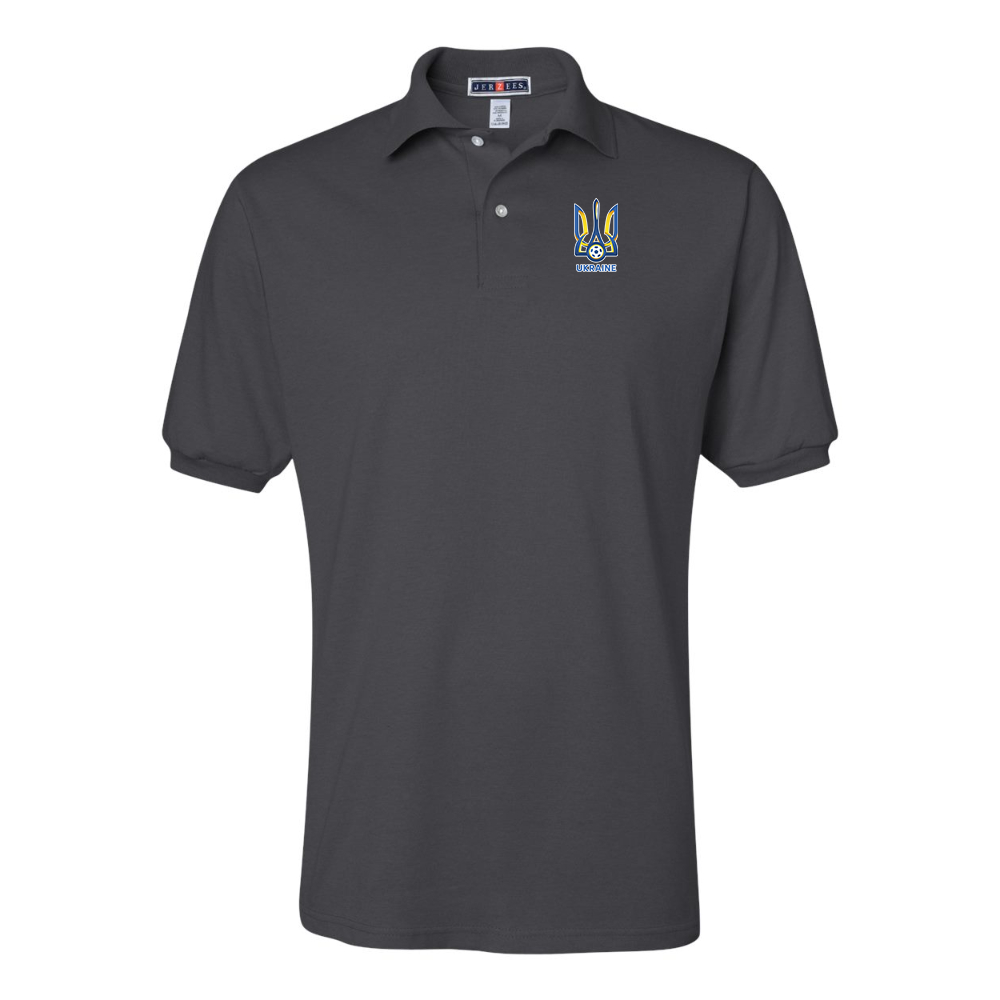 Men's Ukraine National Football Soccer Team JERZEES  SpotShield polo