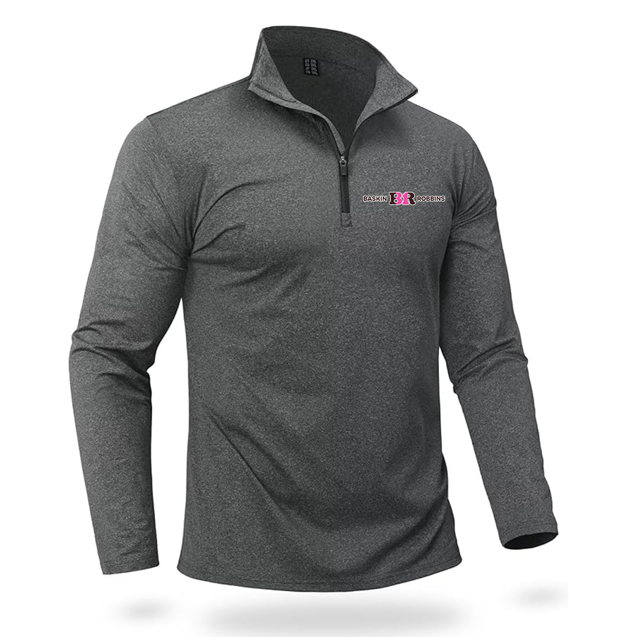 Men's Baskin-Rоbbins Boladeci Men_s Quarter Zip Pullover Premium Fleece Lined Heather Long Sleeve Golf Shirts Midweight 1_4 Half Zip Sweatshirts
