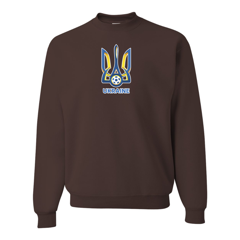Men's Ukraine National Football Soccer Team  JERZEES NuBlend Crewneck Sweatshirt