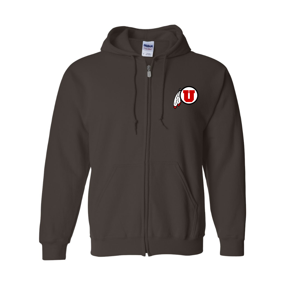 Men's  Utah Utes Gildan  Heavy Blend Full Zip Hooded Sweatshirt