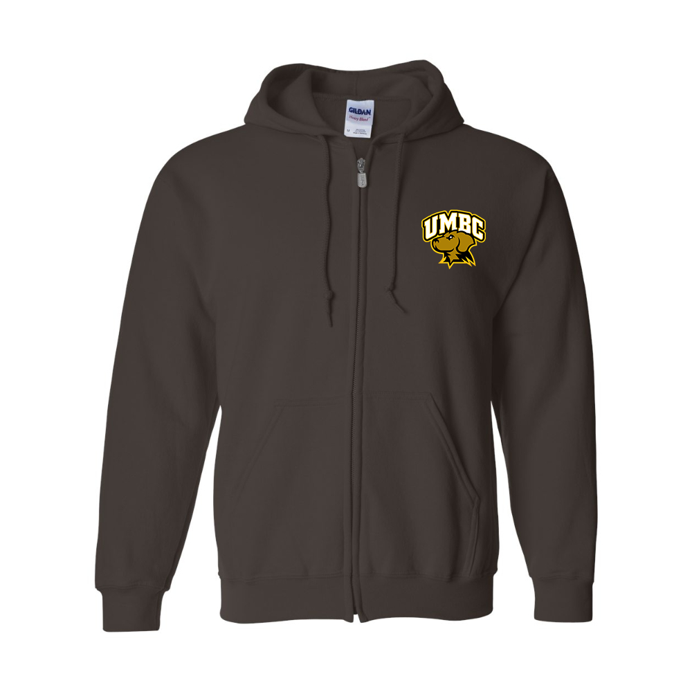 Men's UMBC Retrievers Gildan  Heavy Blend Full Zip Hooded Sweatshirt