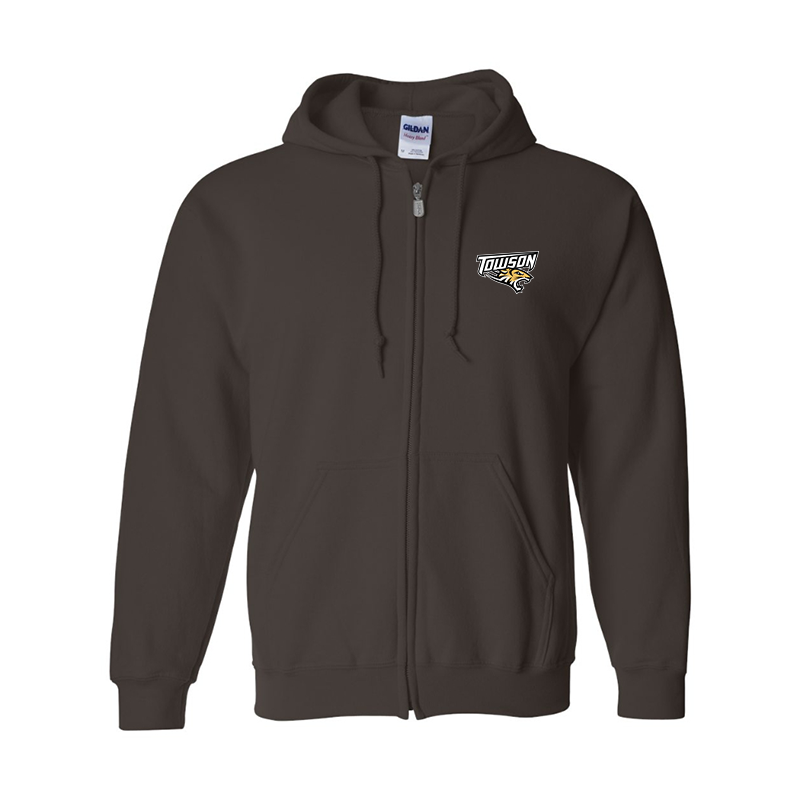 Men's Towson Tigers Gildan  Heavy Blend Full Zip Hooded Sweatshirt