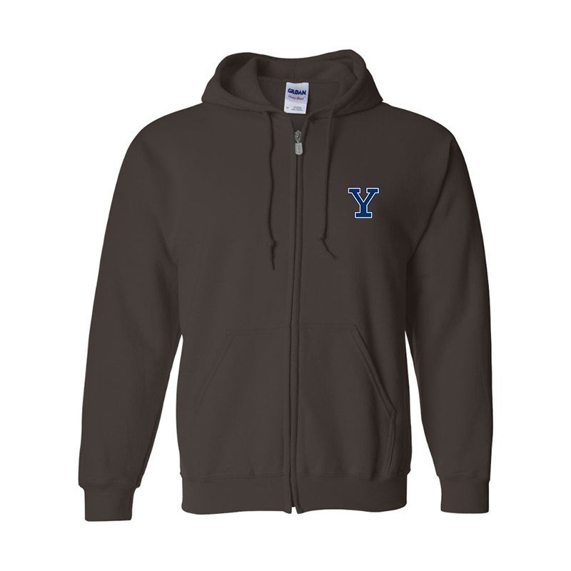 Men's Yale Bulldogs Gildan  Heavy Blend Full Zip Hooded Sweatshirt