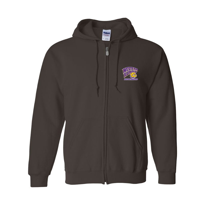 Men's Western Illinois Leathernecks Gildan  Heavy Blend Full Zip Hooded Sweatshirt