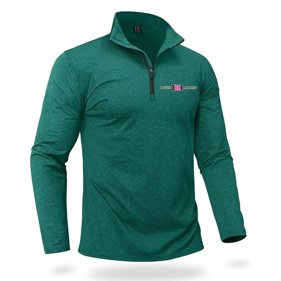 Men's Baskin-Rоbbins Boladeci Men_s Quarter Zip Pullover Premium Fleece Lined Heather Long Sleeve Golf Shirts Midweight 1_4 Half Zip Sweatshirts