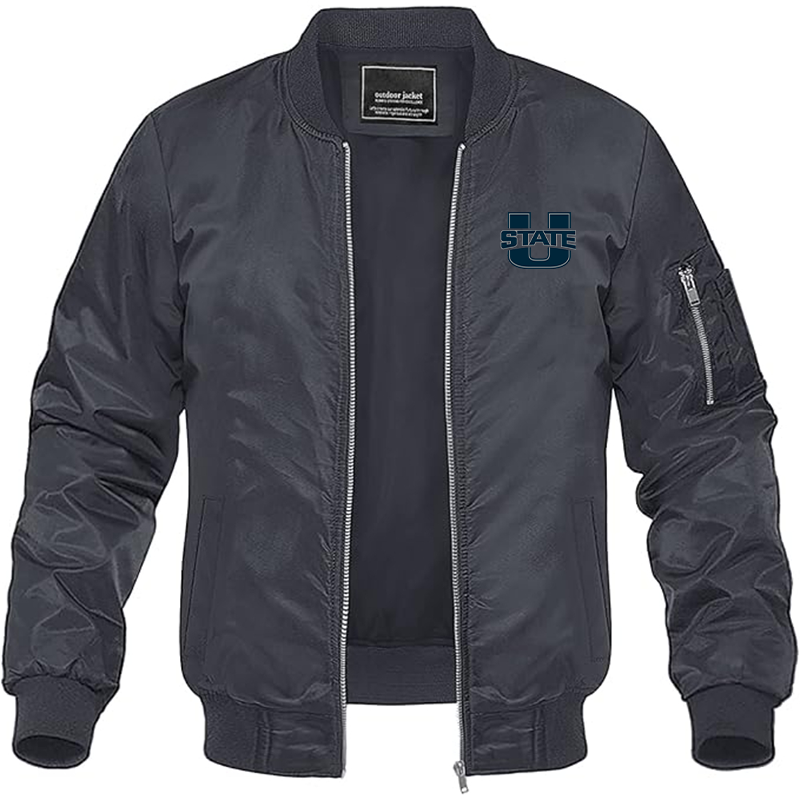 Men's Utah State Aggies  Lightweight Bomber Jacket Windbreaker Softshell Varsity Jacket Coat