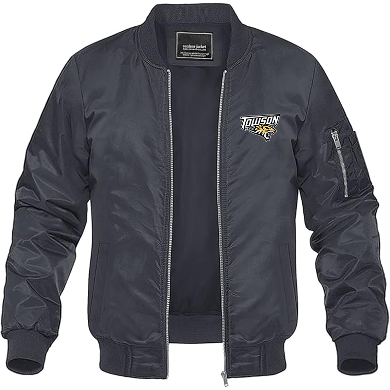 Men's Towson Tigers Lightweight Bomber Jacket Windbreaker Softshell Varsity Jacket Coat