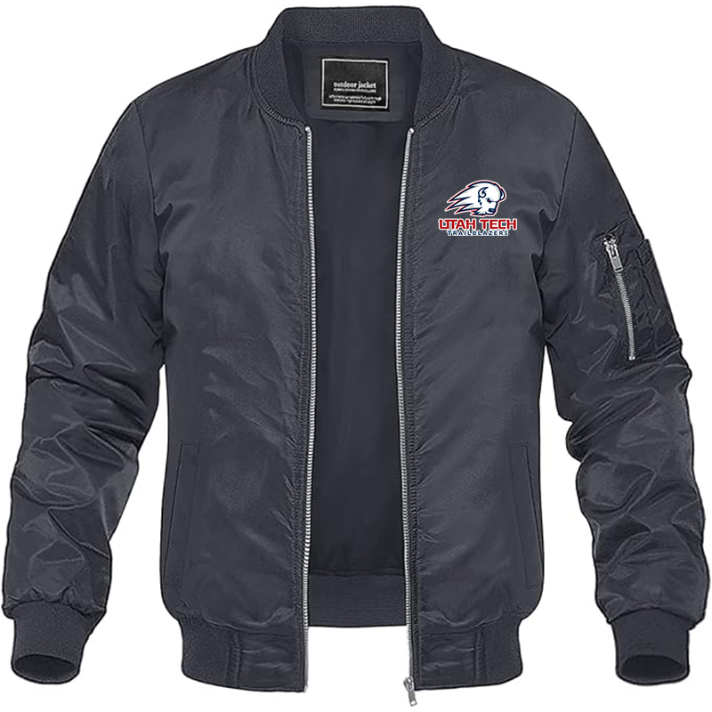 Men's Utah Tech Trailblazers Lightweight Bomber Jacket Windbreaker Softshell Varsity Jacket Coat