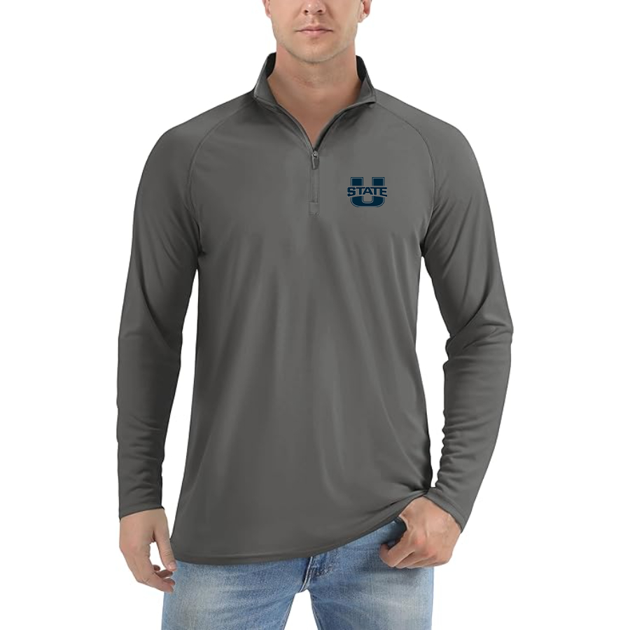 Men's  Utah State Aggies Lightweight Quarter-Zip Athletic Shirt Long Sleeve Performance