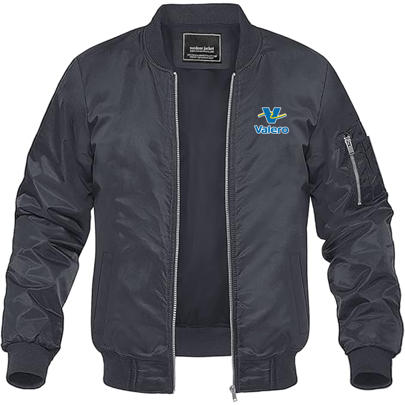 Men's Valero Gas Station Lightweight Bomber Jacket Windbreaker Softshell Varsity Jacket Coat