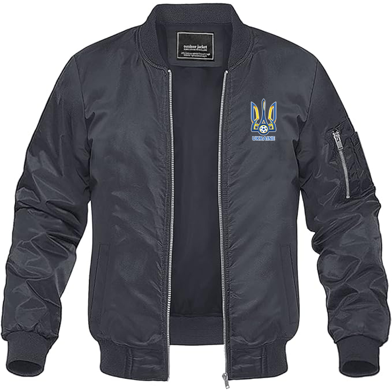 Men's Ukraine National Football Soccer Team Lightweight Bomber Jacket Windbreaker Softshell Varsity Jacket Coat