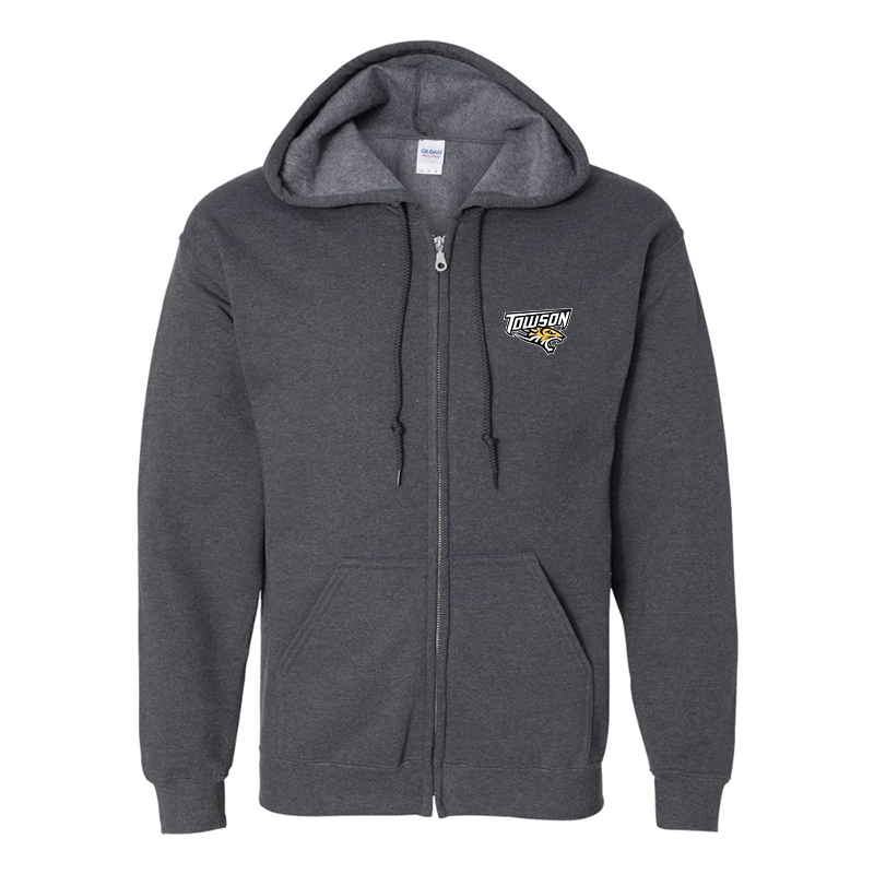 Men's Towson Tigers Gildan  Heavy Blend Full Zip Hooded Sweatshirt