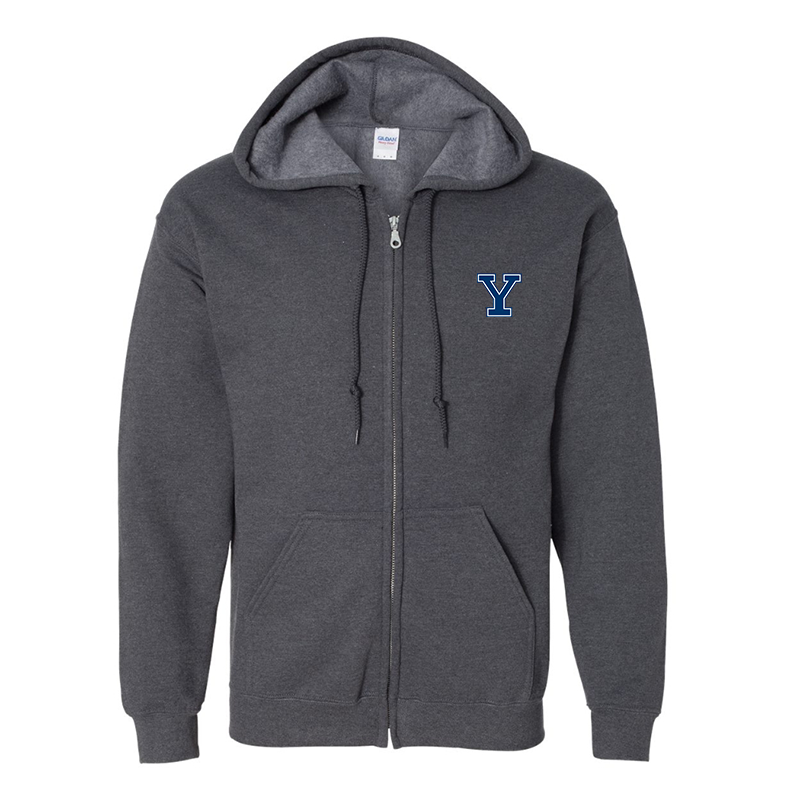 Men's Yale Bulldogs Gildan  Heavy Blend Full Zip Hooded Sweatshirt