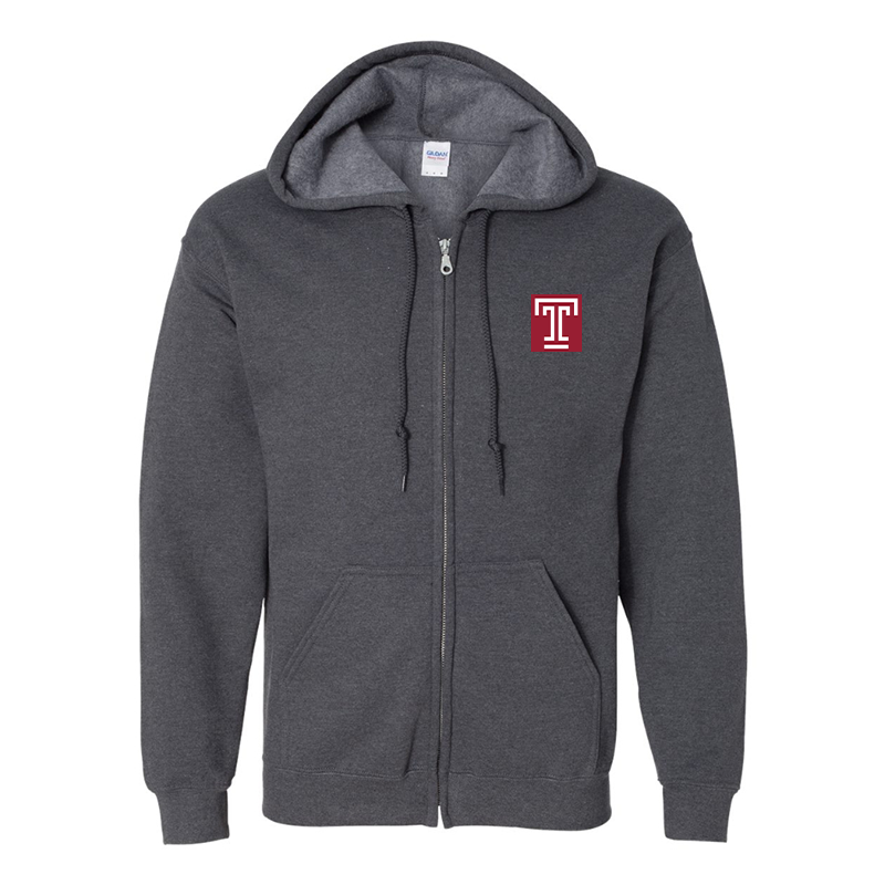 Men's Temple Owls Gildan  Heavy Blend Full Zip Hooded Sweatshirt